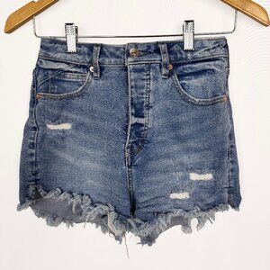 Free People Women's Size 25 Blue Denim Distressed Shorts